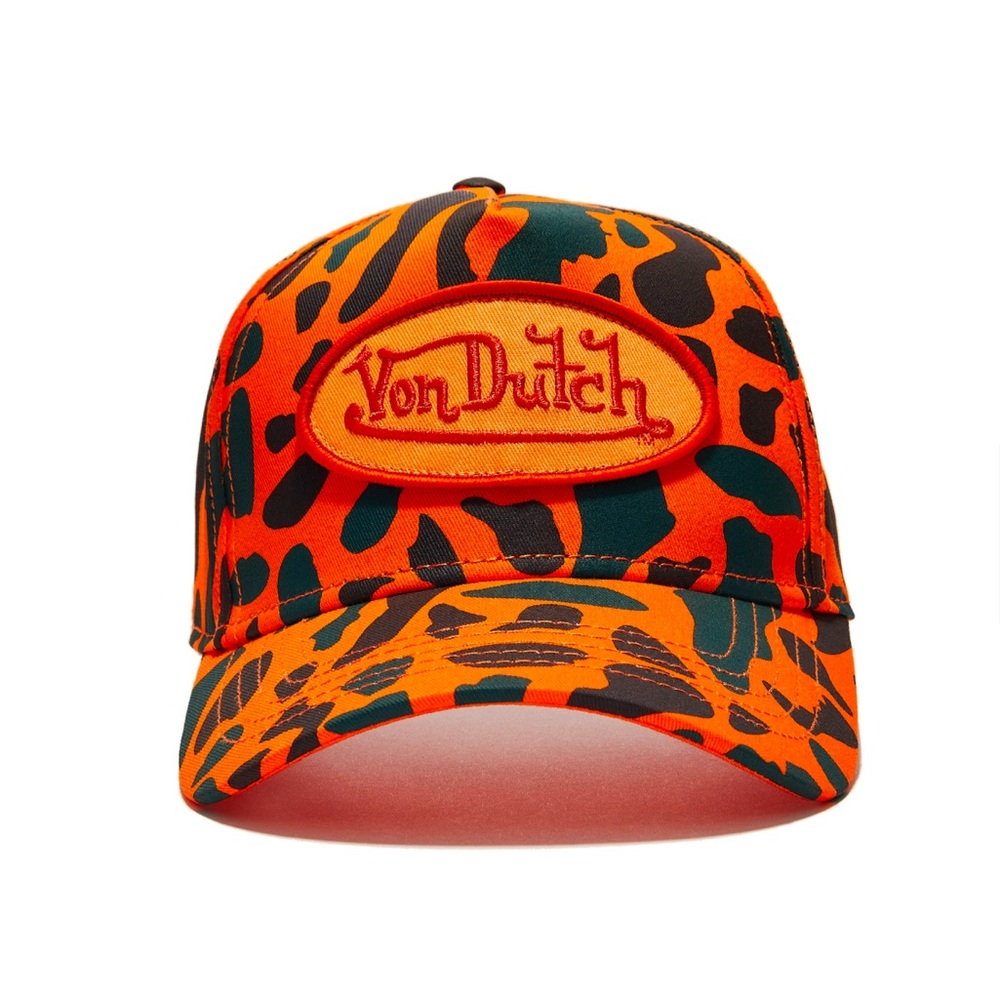 2 Von Dutch Vibrant Orange and Black Camo Hat